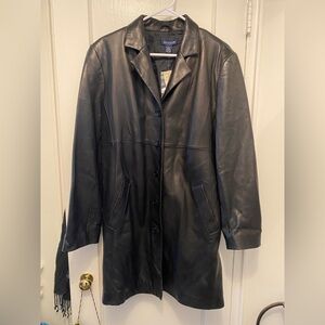 Vintage NWT Ann Taylor Black Leather Coat Large